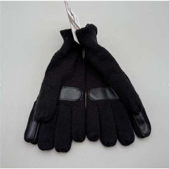 Isotoner Gloves Signature Women's One Size Black Water-Repellent Textured Knit - Picture 6 of 11